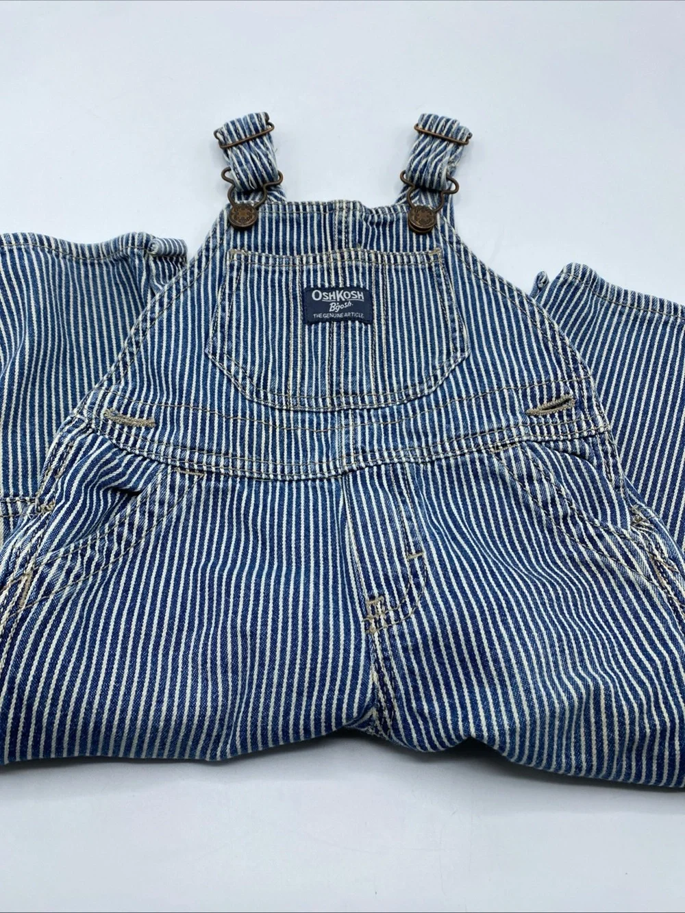 Oshkosh B'gosh Overalls 18 Months Railroad Stripe Conductor Vest back 100 Cotton